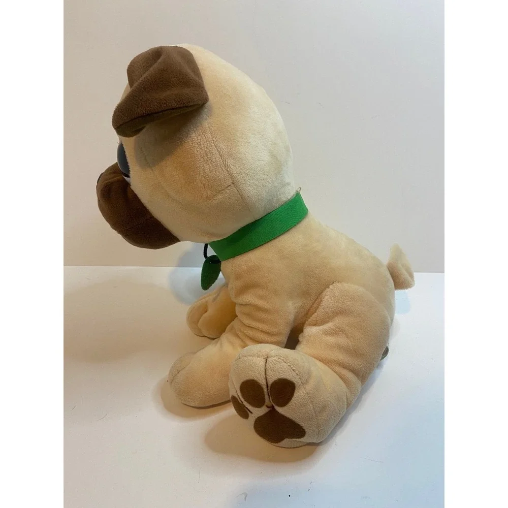 Nanco Plush Pug Dog Puppy Stuffed Animal Toy Green Eyes 12 Inches